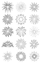 Fototapeta na wymiar Set of Fireworks symbol icons