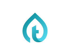 Letter T with  water drop logo icon design template elements