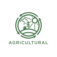 Natural agriculture logo vector symbol arrow circled cycle