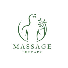 Massage therapy logo woman vector illustration