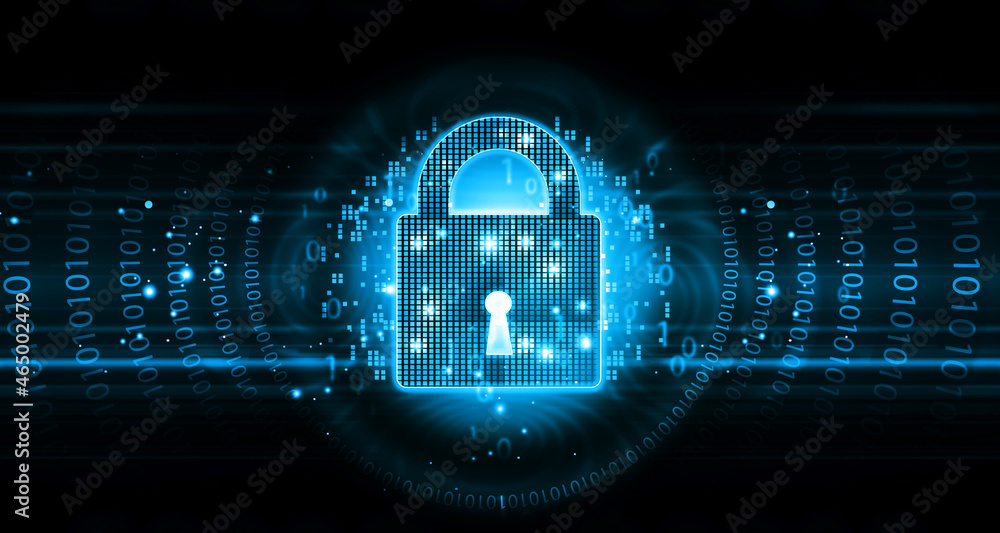 Poster internet and cyber security concept. digital technology background. 3d illustration..