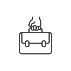 Hand with briefcase line icon