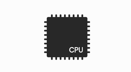 CPU Icon. Vector isolated black and white illustration 