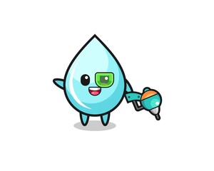 water drop cartoon as future warrior mascot