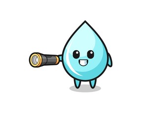 water drop mascot holding flashlight