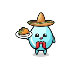 water drop Mexican chef mascot holding a taco
