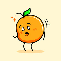 cute orange character illustration. happy expression, sparkling eyes. cartoon, emoticon, modern, fresh, outline, mascot style