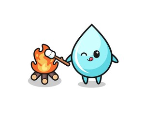 water drop character is burning marshmallow