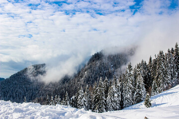 snowy mountains in romania