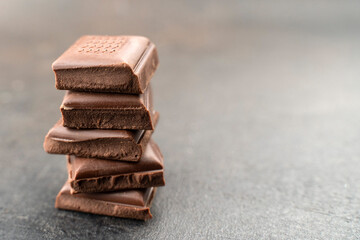 Chocolatier preparing chocolate tower pieces chocolates. recipe Cooking handmade chocolate bar, dessert, candies