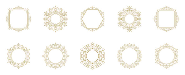 Vintage flourishes ornament frames set vector illustration
