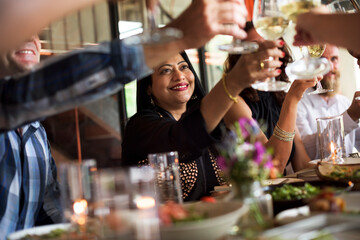 Friends at a dinner party