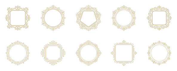 Vintage flourishes ornament frames set vector illustration