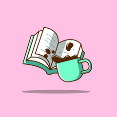 coffee and book vector illustration
