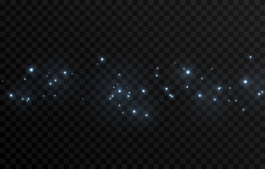 Vector magic dust on isolated transparent background. Blue dust png, magical glow png, blue light. Christmas dust.