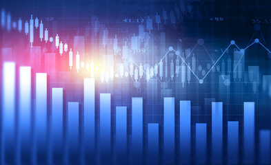stock market graph chart. Financial investment graph concept. 3d illustration.