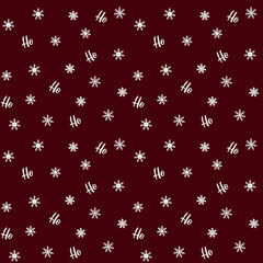 Festive pattern for Christmas and New Year holidays. With snowflakes, deer, snowman and Christmas tree.