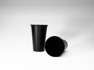 Black coffee cup image on white background for mockup, branding, packaging design