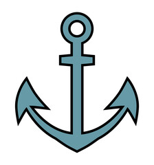 Cartoon anchor icon. Vector illustration isolated on white background.