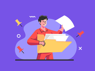 Fototapeta premium people with document folder data concept