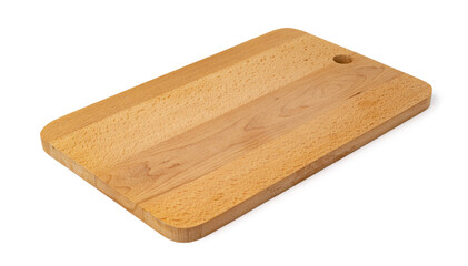Wooden cutting board on a white background