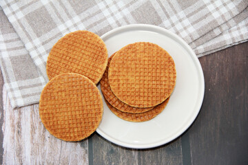 round baked corrugated belgian waffles