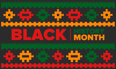 Black History Month. African American History. Celebrated annual. In February in United States and Canada. In October in Great Britain. Poster, card, banner, background. Vector illustration