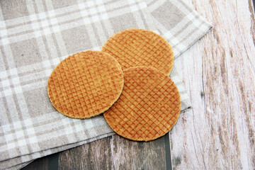 round baked corrugated belgian waffles