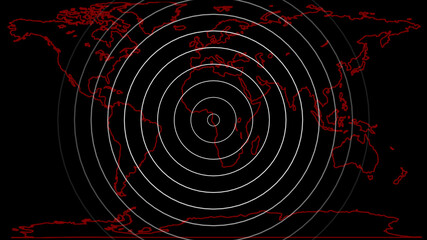 abstract radio wave illustration background. radio wave on world map background.
