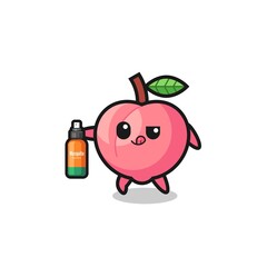 cute peach holding mosquito repellent