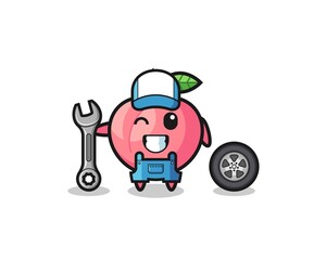 Fototapeta premium the peach character as a mechanic mascot