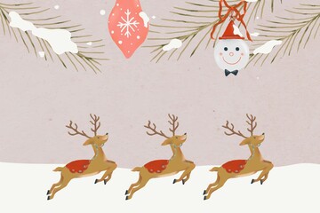 Christmas background, winter holidays season, cute illustration