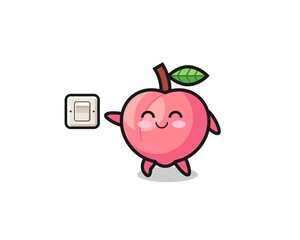 cartoon peach is turning off light