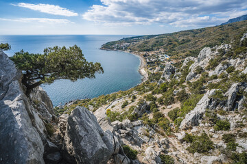 Fototapeta na wymiar View from the top of the village of Katsiveli. Crimea