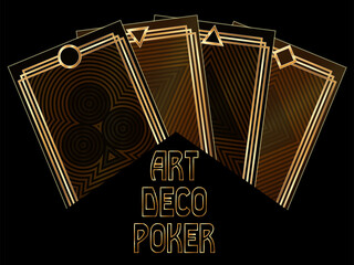 Art deco poker cards wallpaper, vector illustration