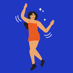 Fototapeta na wymiar Illustration of joyful woman dancing