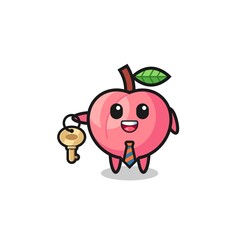 cute peach as a real estate agent mascot