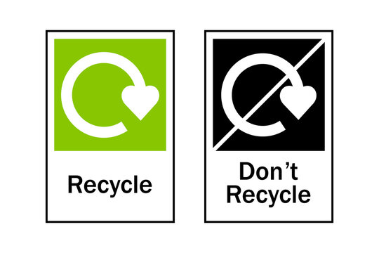 Recycle.Dont recycle.Recycling.Labelling.The on-pack recycling label.Recycle logo or symbol.Vector icons for packaging , recycling.ecology, eco friendly, environmental management symbols.