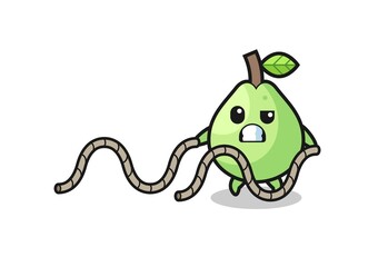 illustration of guava doing battle rope workout