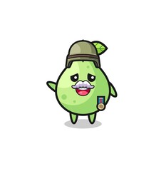 cute guava as veteran cartoon