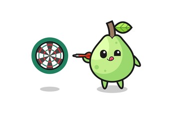 cute guava is playing dart