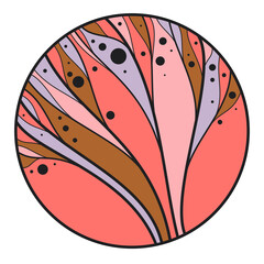 Stylish vector floral monogram isolated, graphic design leaves logo or emblem in a shape of circle, template for boutique or hotel or salon logo, classical style linear element.