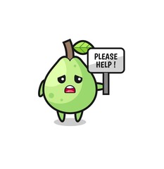 cute guava hold the please help banner