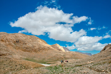 Aladaglar National Park (glacial landscape). Cloudy mountain landscape.
Reflections in the lake.
Trekking walks. Flowery mountain landscape.Trans transitions. Nigde, Turkey.
