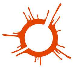 Circle design with liquid melting style shapes vector design isolated on white background, symbol icon or logo with paint dissolved.