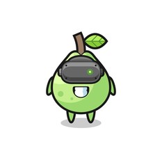 cute guava using VR headset