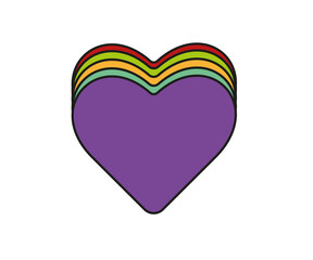 A lot of colorful hearts. Purple heart, green heart, orange heart, red heart.