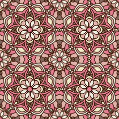 Fototapeta premium Vector seamless background. Endless colorful texture. Use for wallpaper, textile, book cover, clothes. In pink and brown colors 