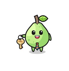cute guava as a real estate agent mascot