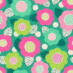 Gordijnen Colorful cute hand drawn floral seamless pattern background. © NTRdesign